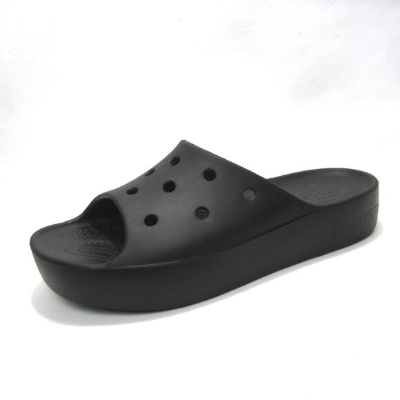 Crocs Womens 9 Classic Platform 208180 Black Slip On Comfort Slide Sandals EUC - Picture 1 of 10